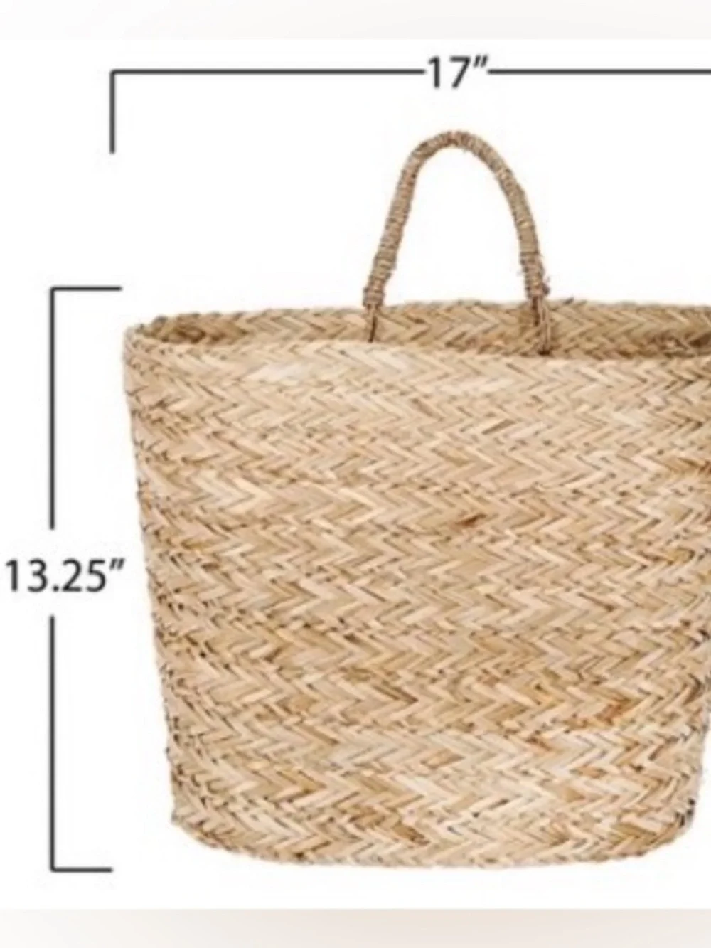 CREATIVE CO-OP NWT Handwoven Seagrass Wall Mount Basket with Handle